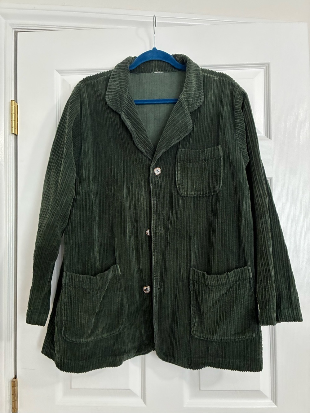 Men's Corduroy Button-Up Jacket - Olive Green